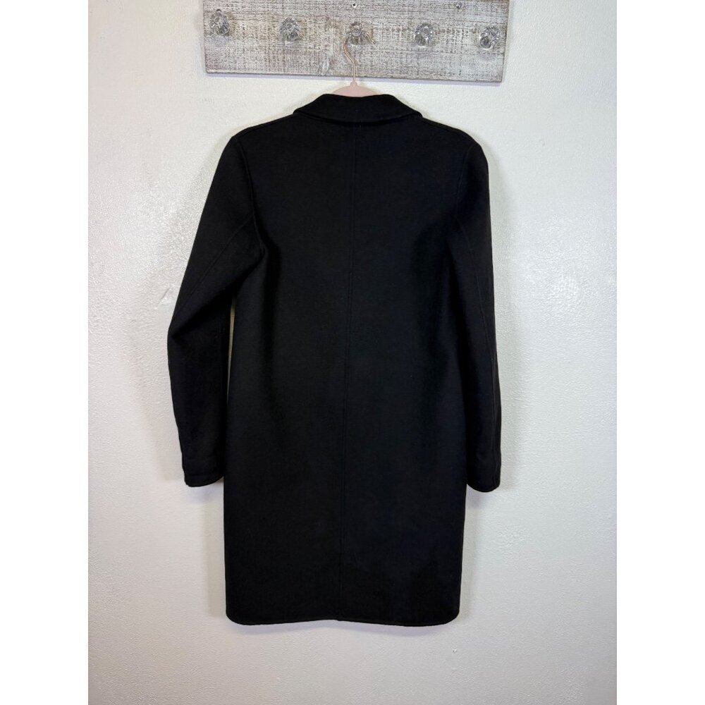 Zara Basic Womens Black Coat XS Longline Wool Blend Outerwear Pockets Button - Picture 2 of 15
